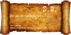 Drabik Urbán névjegykártya
